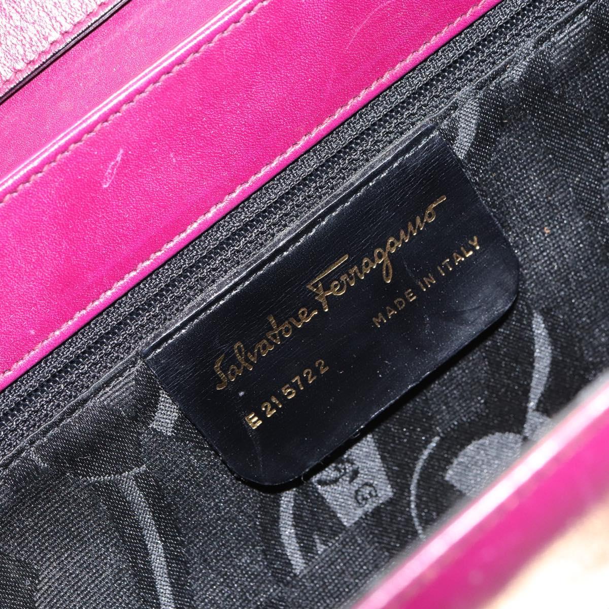 Salvatore Ferragamo Gancini Shoulder Bag Leather Purple Gold Auth 159368