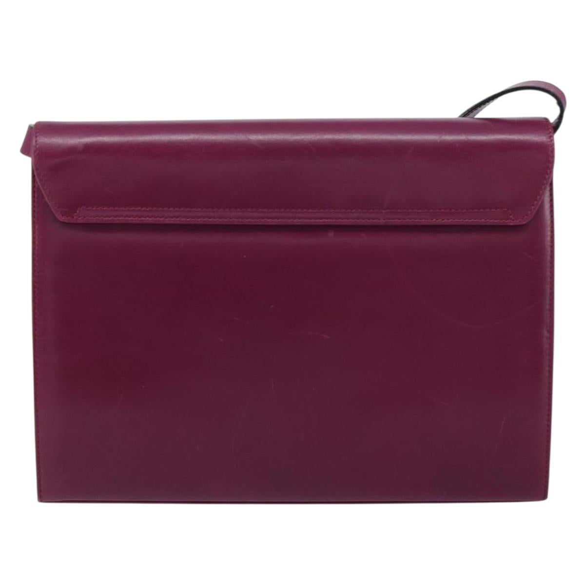Salvatore Ferragamo Gancini Shoulder Bag Leather Purple Gold Auth 159368