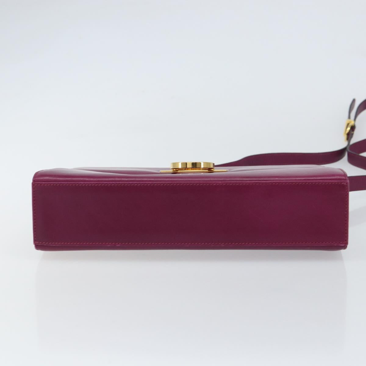 Salvatore Ferragamo Gancini Shoulder Bag Leather Purple Gold Auth 159368