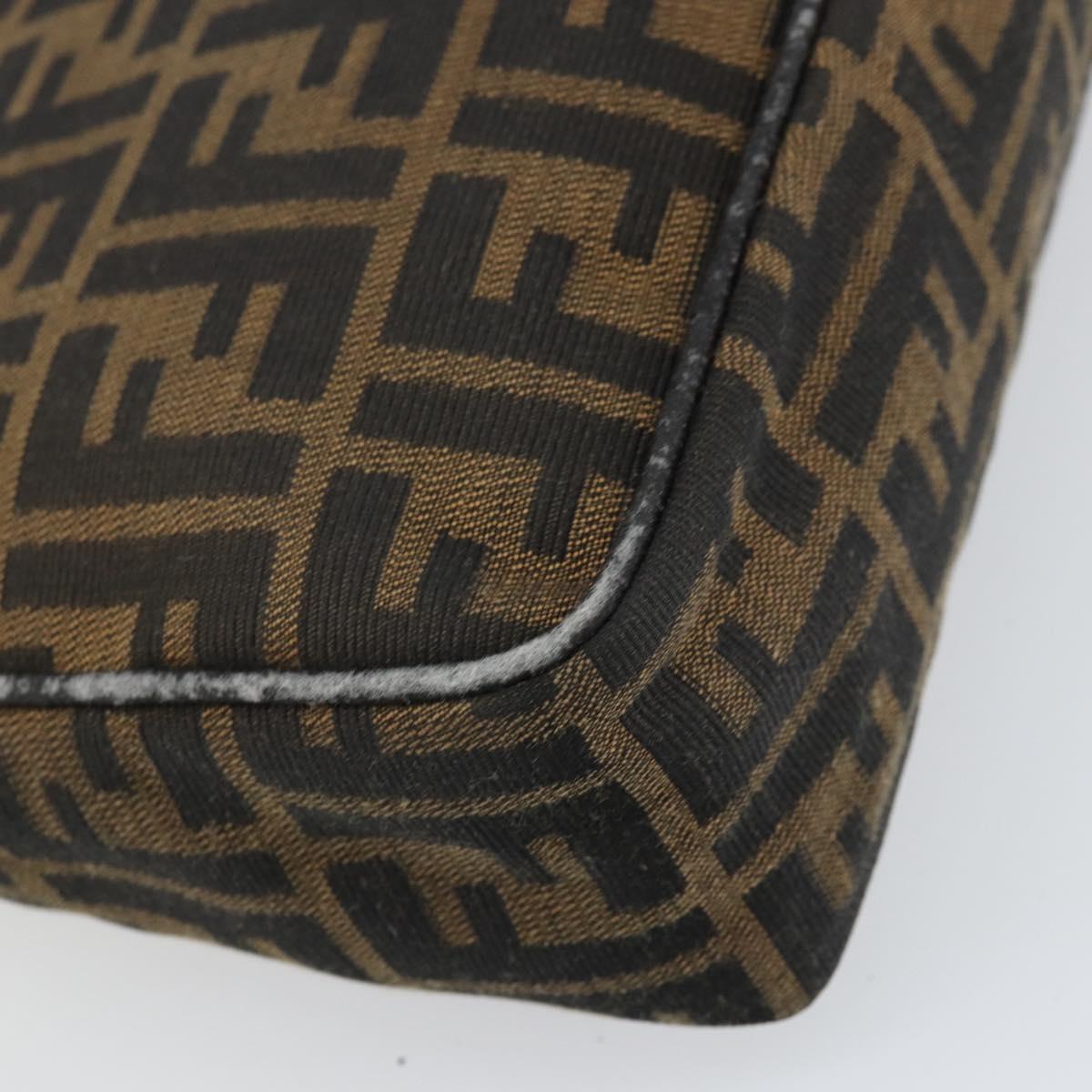 FENDI Zucca Canvas Shoulder Bag Brown Black Auth 159375