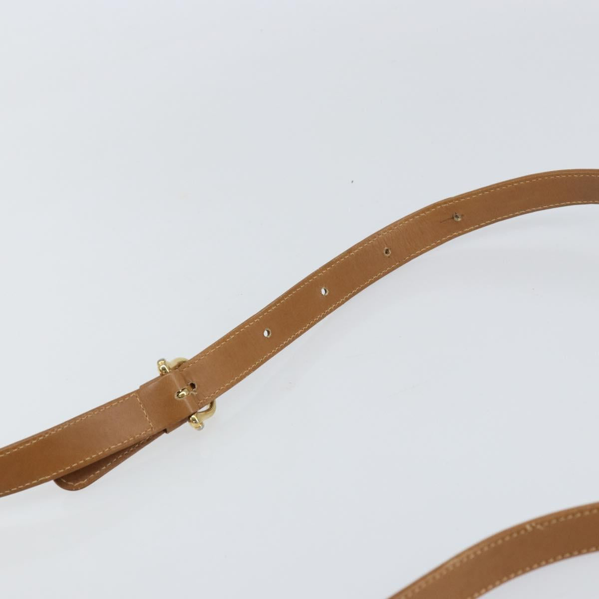 CELINE C Sulky Horse Carriage Shoulder Bag PVC Beige Gold Auth 159376