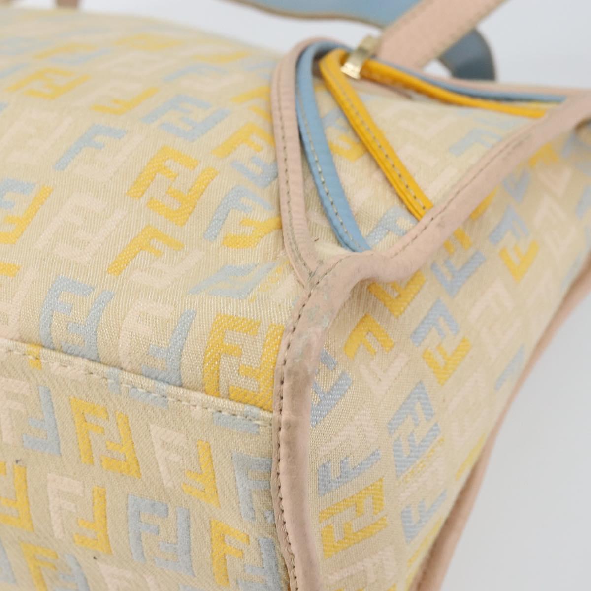 FENDI Zucchino Canvas Hand Bag Multicolor Gold Auth 159377