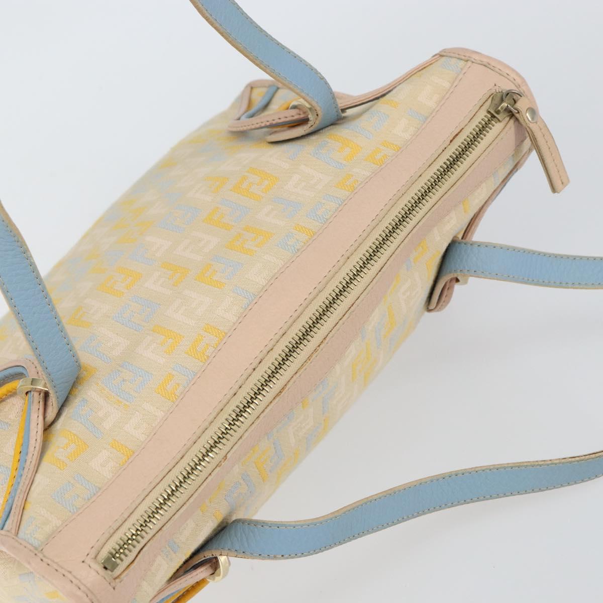 FENDI Zucchino Canvas Hand Bag Multicolor Gold Auth 159377