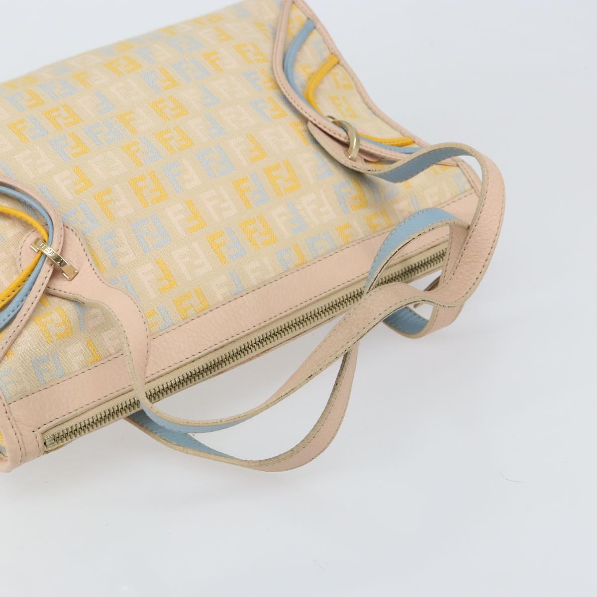 FENDI Zucchino Canvas Hand Bag Multicolor Gold Auth 159377