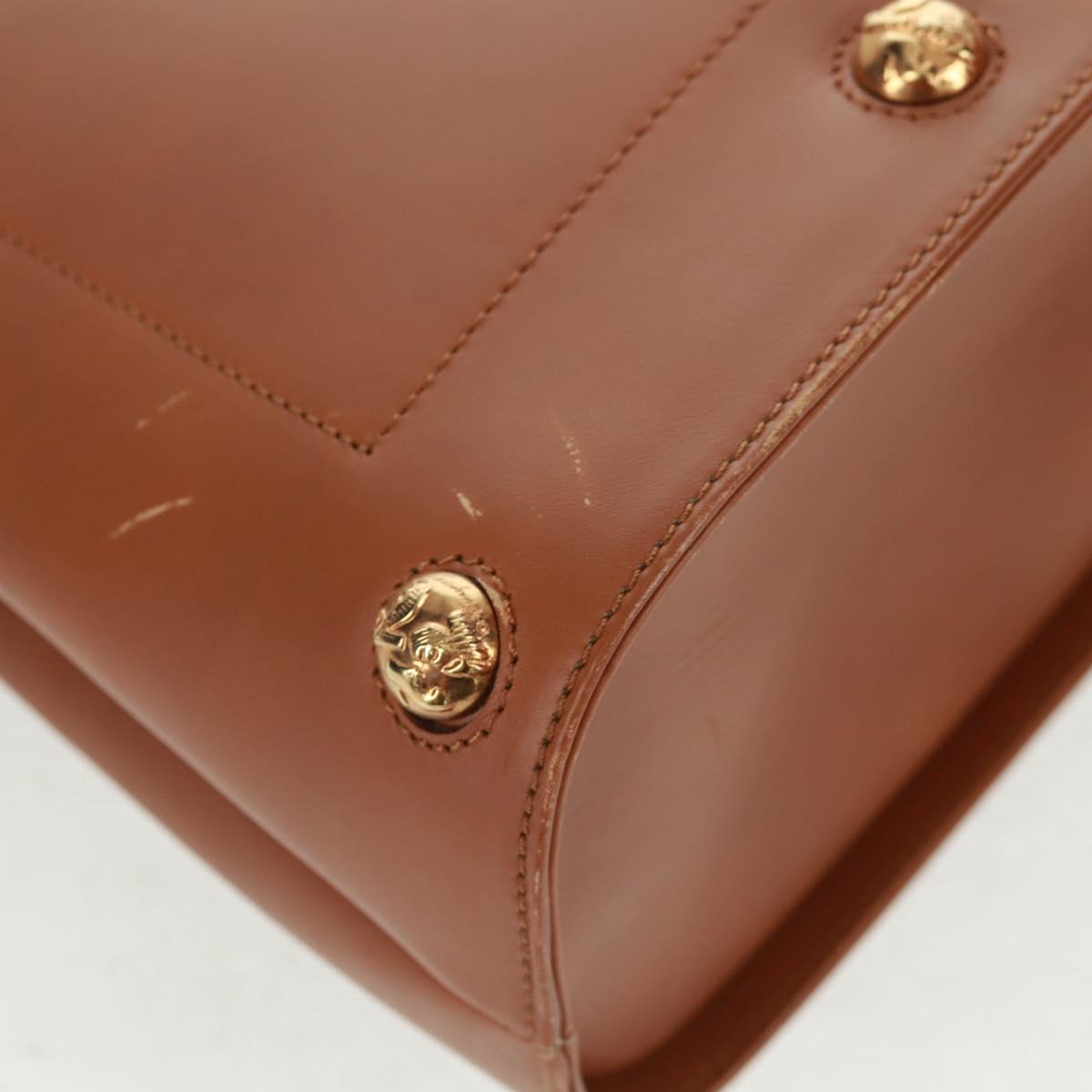 Salvatore Ferragamo Hand Bag Leather 2way Brown Gold Auth 159378