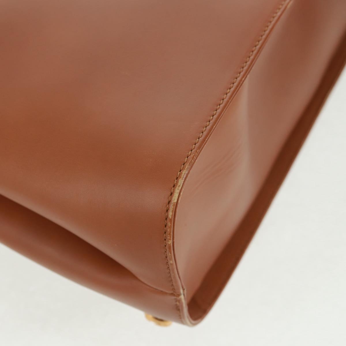 Salvatore Ferragamo Hand Bag Leather 2way Brown Gold Auth 159378