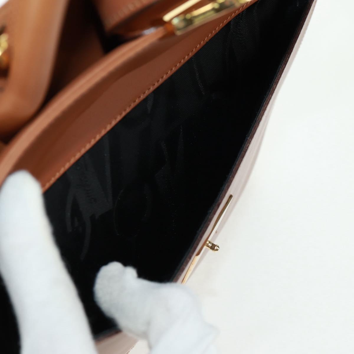 Salvatore Ferragamo Hand Bag Leather 2way Brown Gold Auth 159378