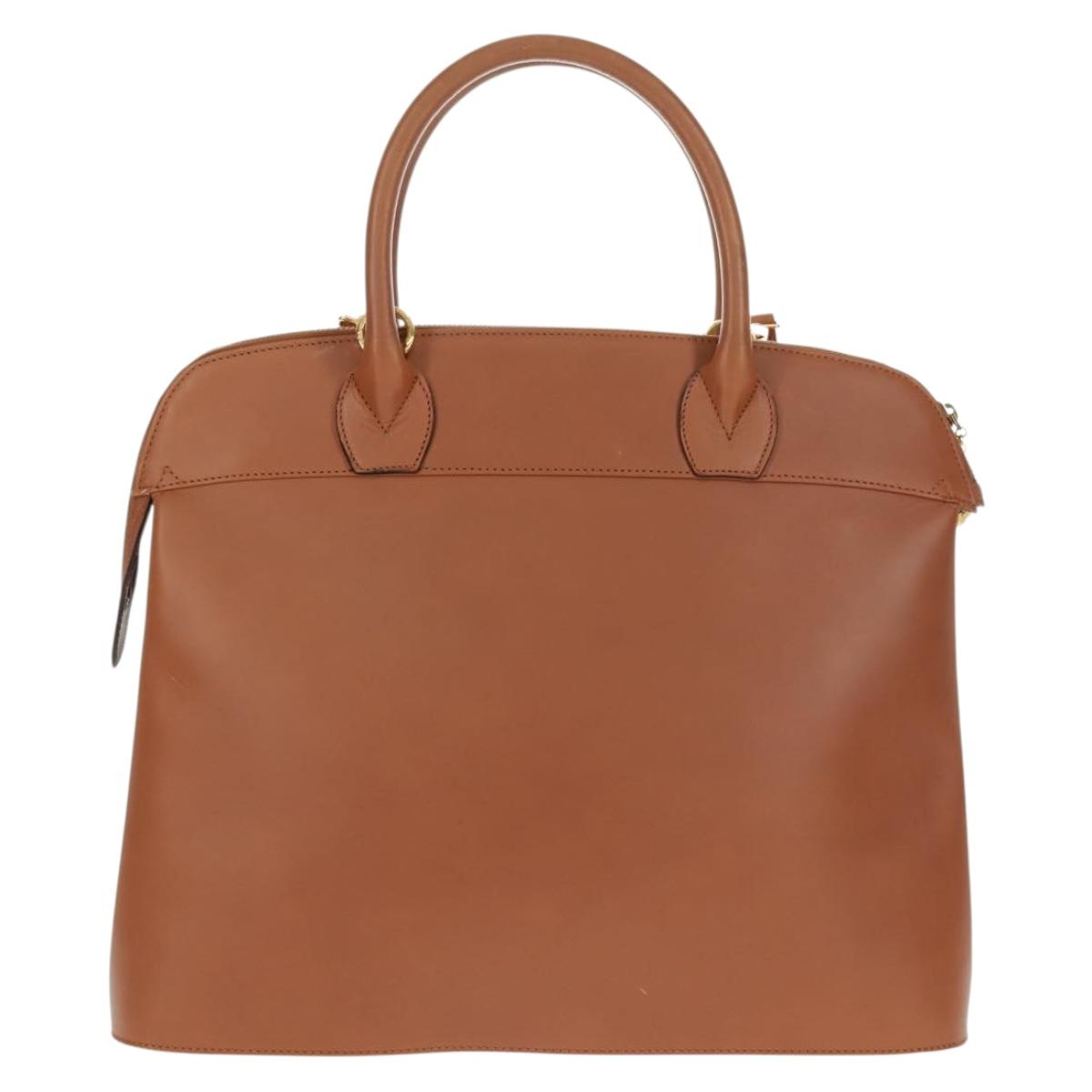 Salvatore Ferragamo Hand Bag Leather 2way Brown Gold Auth 159378