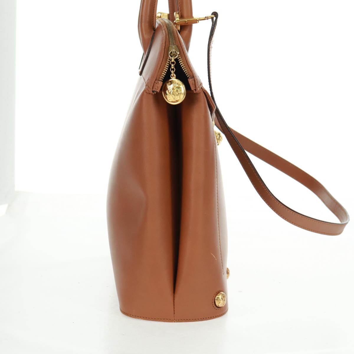 Salvatore Ferragamo Hand Bag Leather 2way Brown Gold Auth 159378