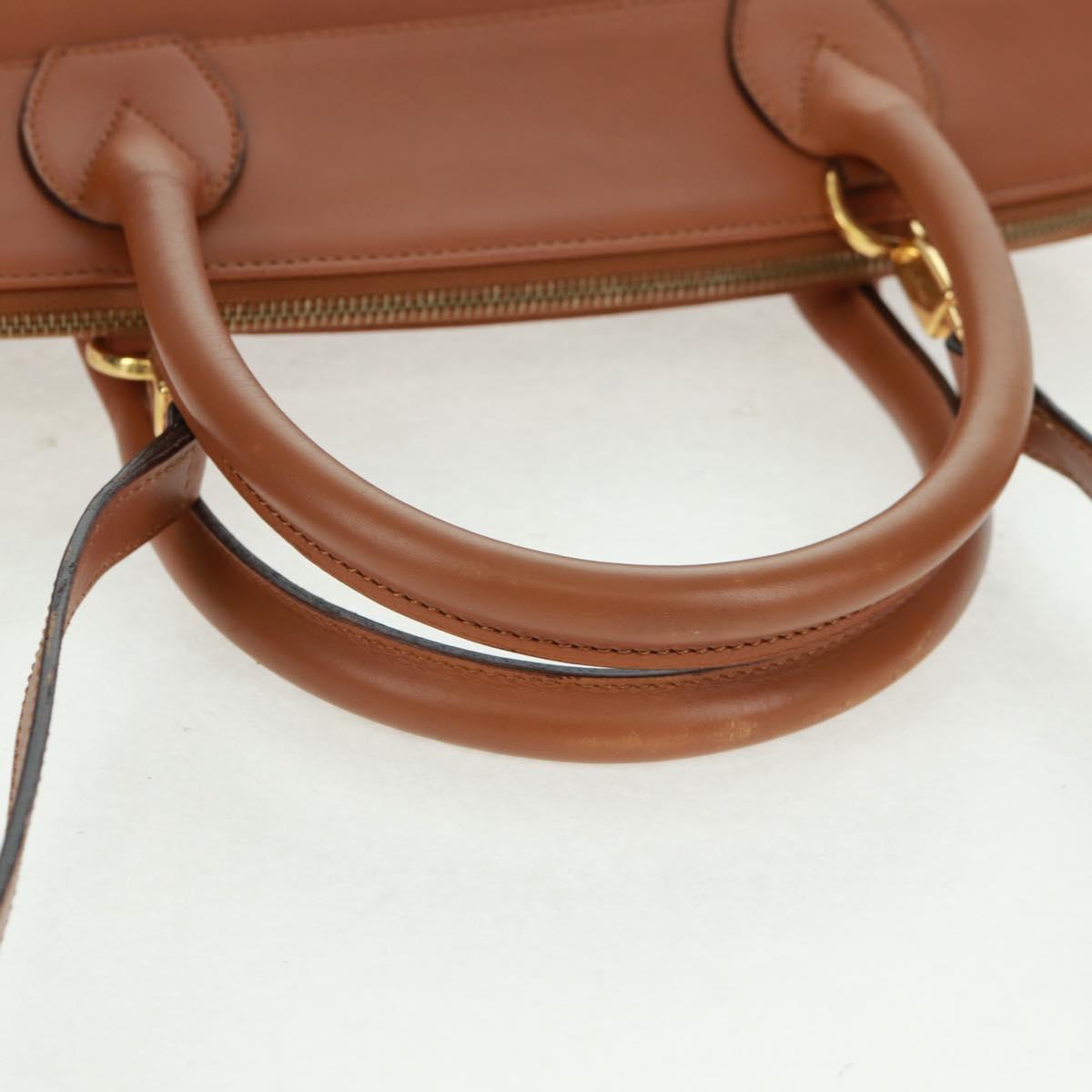 Salvatore Ferragamo Hand Bag Leather 2way Brown Gold Auth 159378