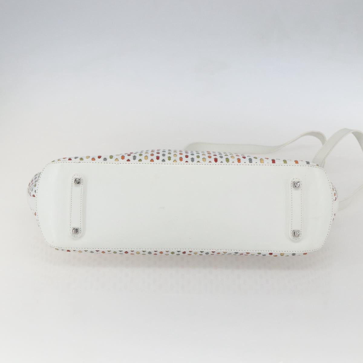 Salvatore Ferragamo Gancini Hand Bag Leather 2way White Silver Auth 159380
