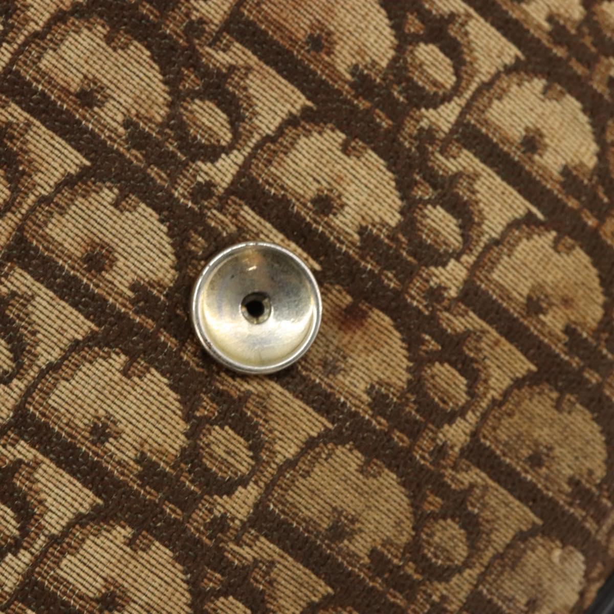 Christian Dior Trotter Canvas Shoulder Bag Beige Gold Auth 159384