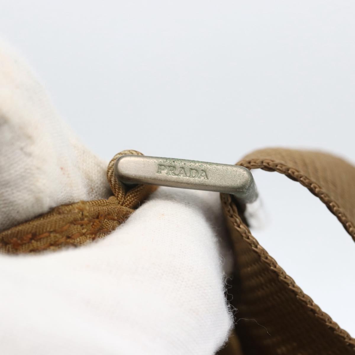 PRADA Shoulder Bag Nylon Brown Silver Auth 159385