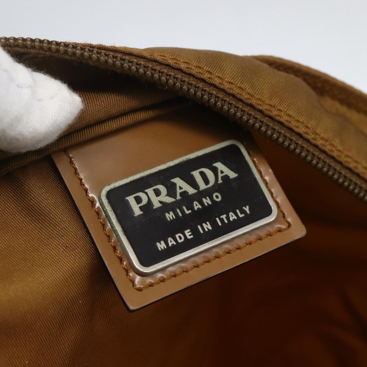 PRADA Shoulder Bag Nylon Brown Silver Auth 159385