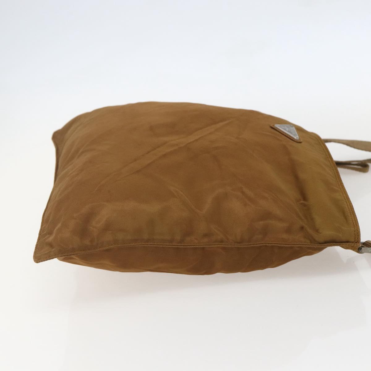 PRADA Shoulder Bag Nylon Brown Silver Auth 159385