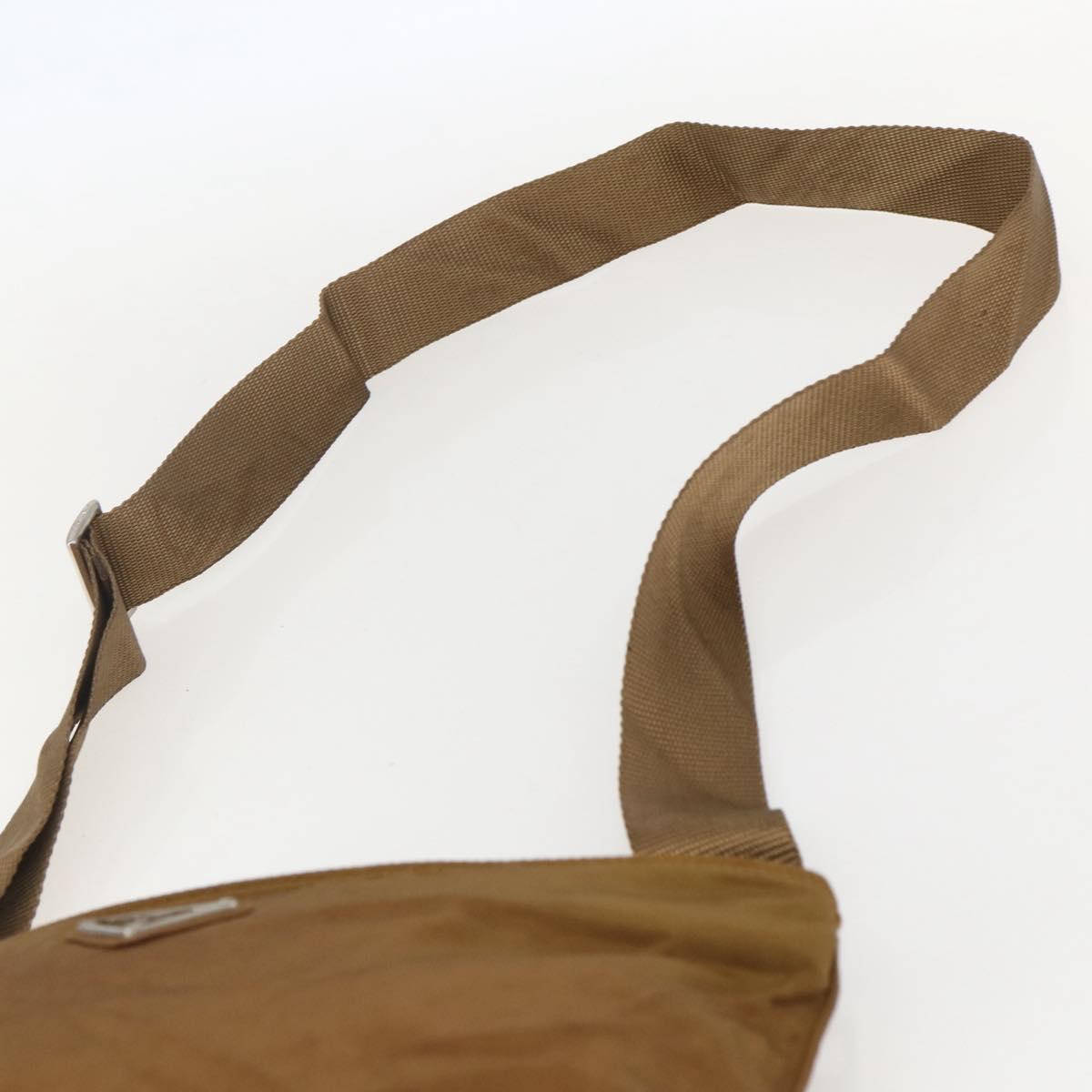 PRADA Shoulder Bag Nylon Brown Silver Auth 159385