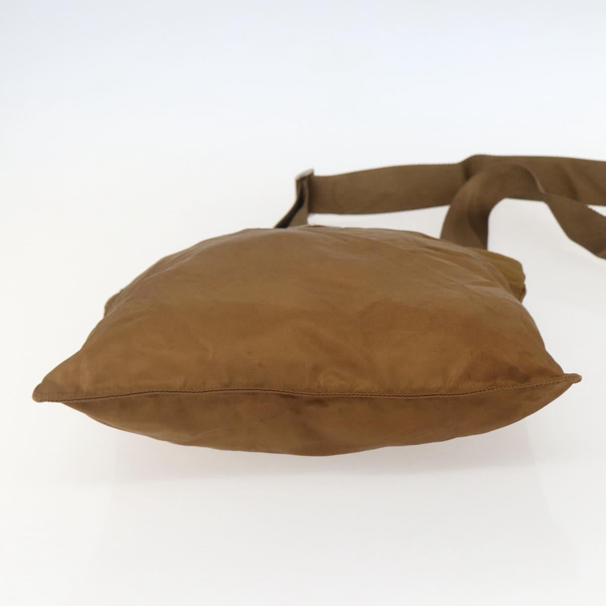 PRADA Shoulder Bag Nylon Brown Silver Auth 159385