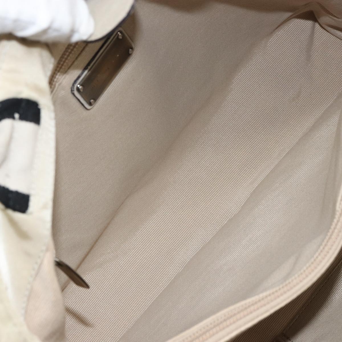 Salvatore Ferragamo Vala Hand Bag Nylon Beige Silver Auth 159394