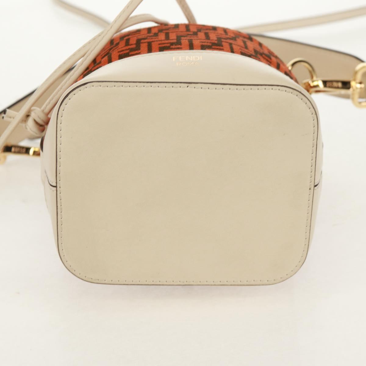 FENDI Zucchino Canvas Mini Montrezor Hand Bag 2way Orange Gold Auth 159396V