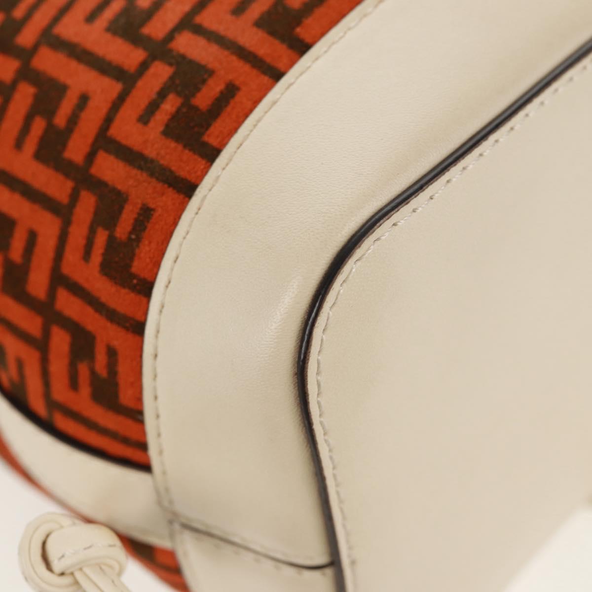 FENDI Zucchino Canvas Mini Montrezor Hand Bag 2way Orange Gold Auth 159396V
