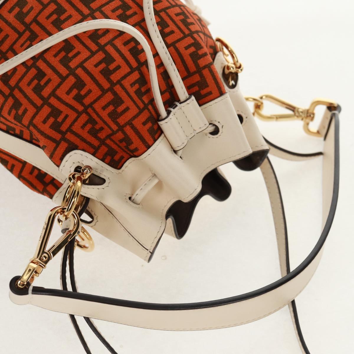 FENDI Zucchino Canvas Mini Montrezor Hand Bag 2way Orange Gold Auth 159396V
