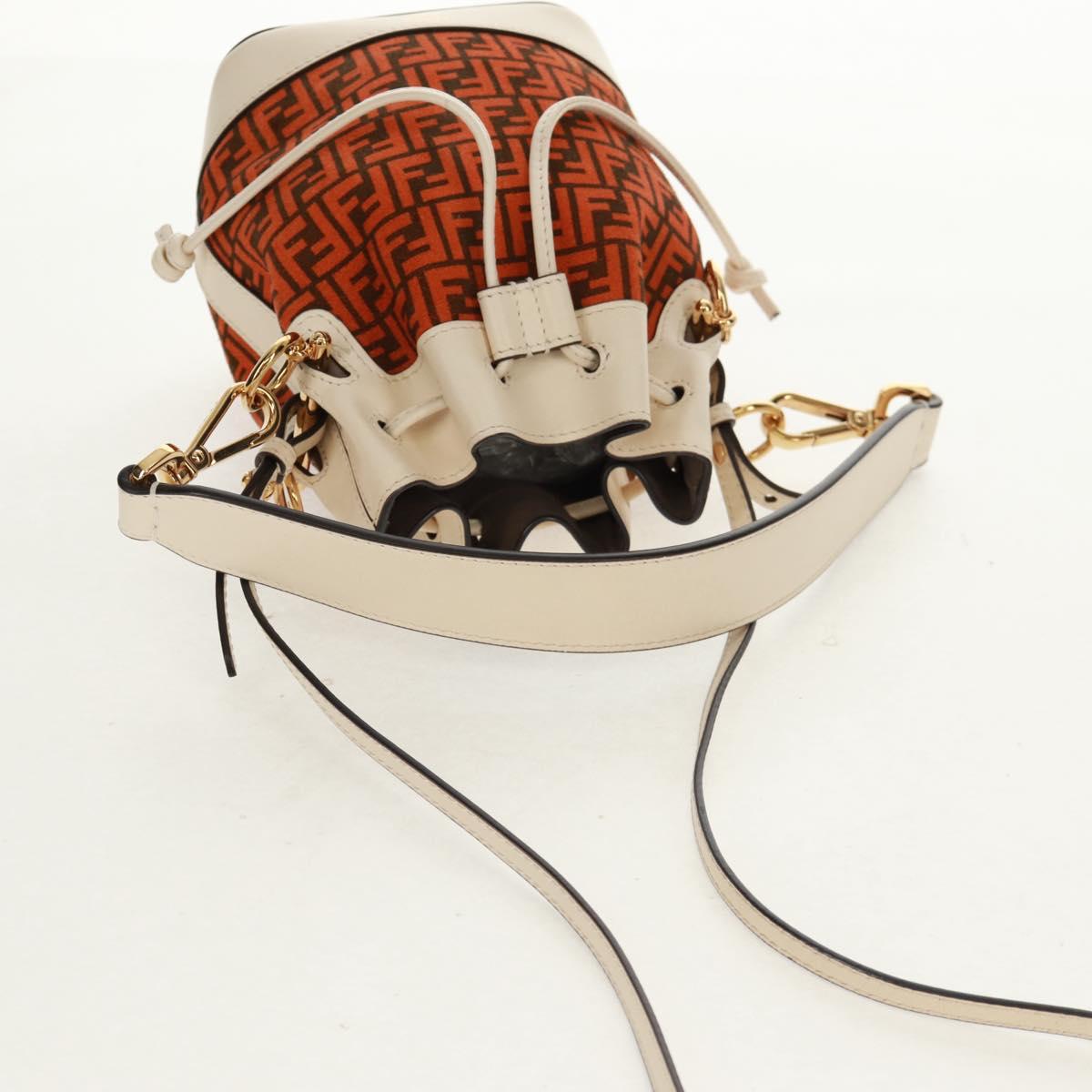 FENDI Zucchino Canvas Mini Montrezor Hand Bag 2way Orange Gold Auth 159396V