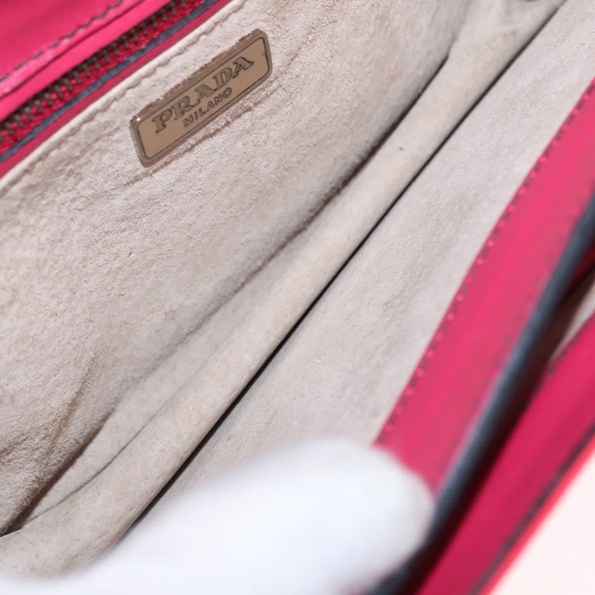 PRADA Shoulder Bag Enamel 2way Red Silver Auth 159397