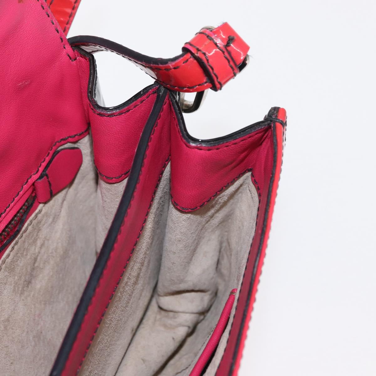 PRADA Shoulder Bag Enamel 2way Red Silver Auth 159397