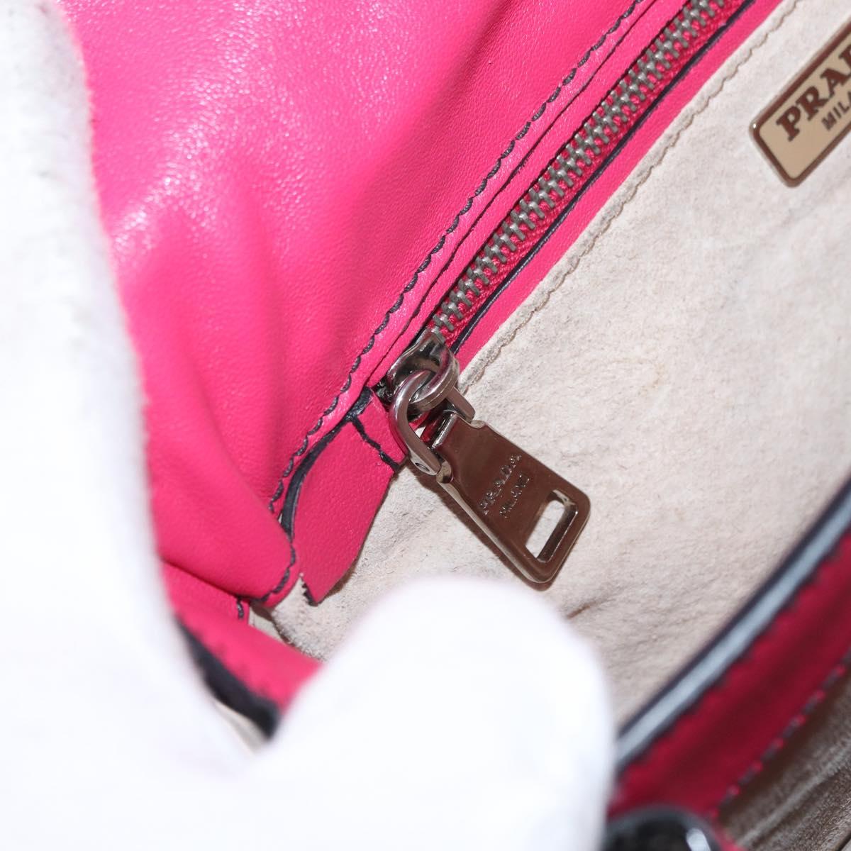 PRADA Shoulder Bag Enamel 2way Red Silver Auth 159397
