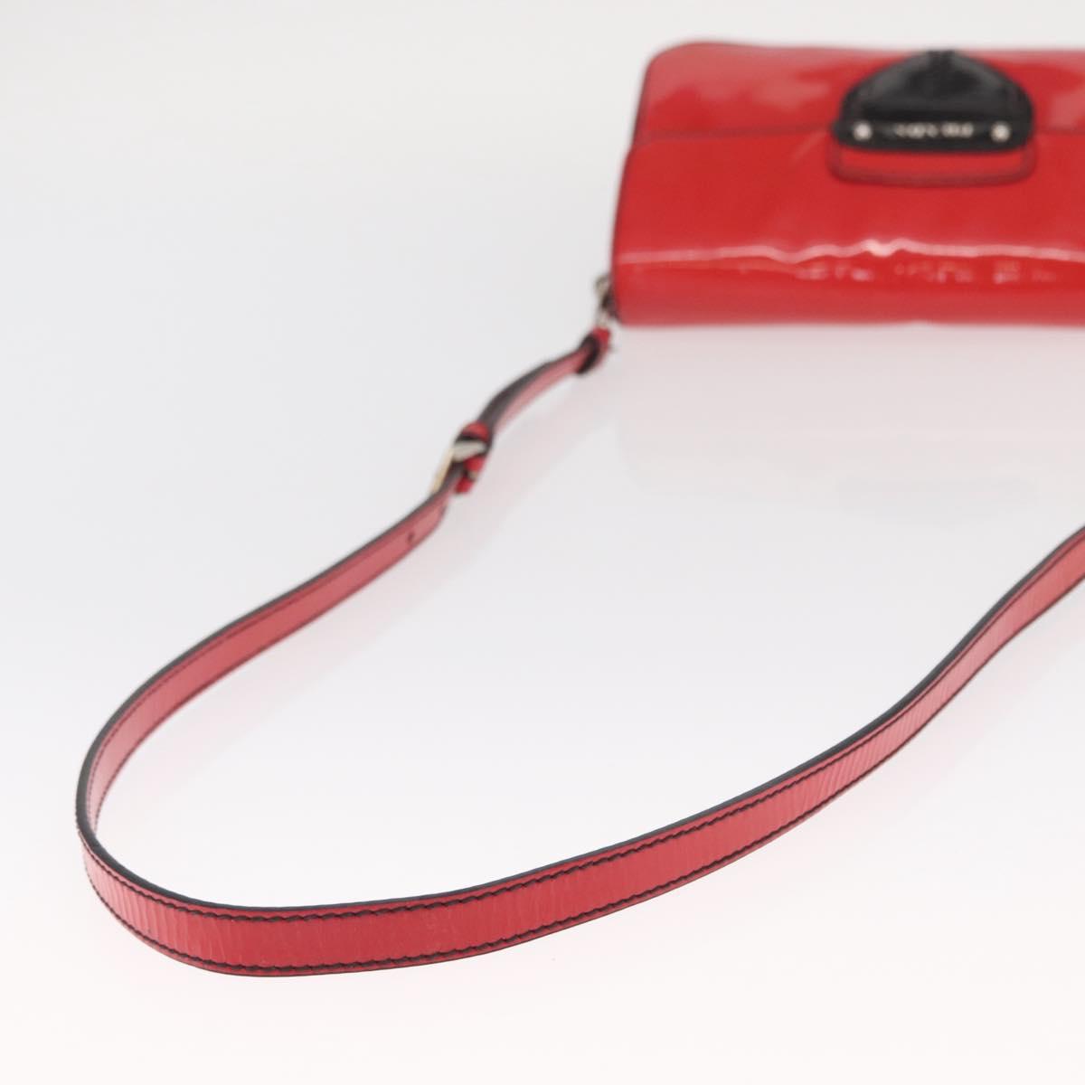 PRADA Shoulder Bag Enamel 2way Red Silver Auth 159397