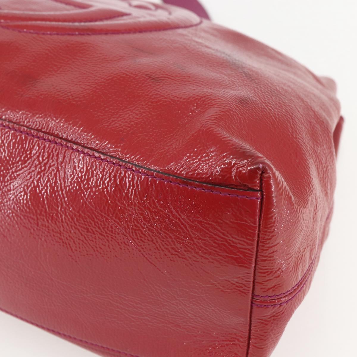 GUCCI Soho Chain Tote Bag Red Gold Auth 159398