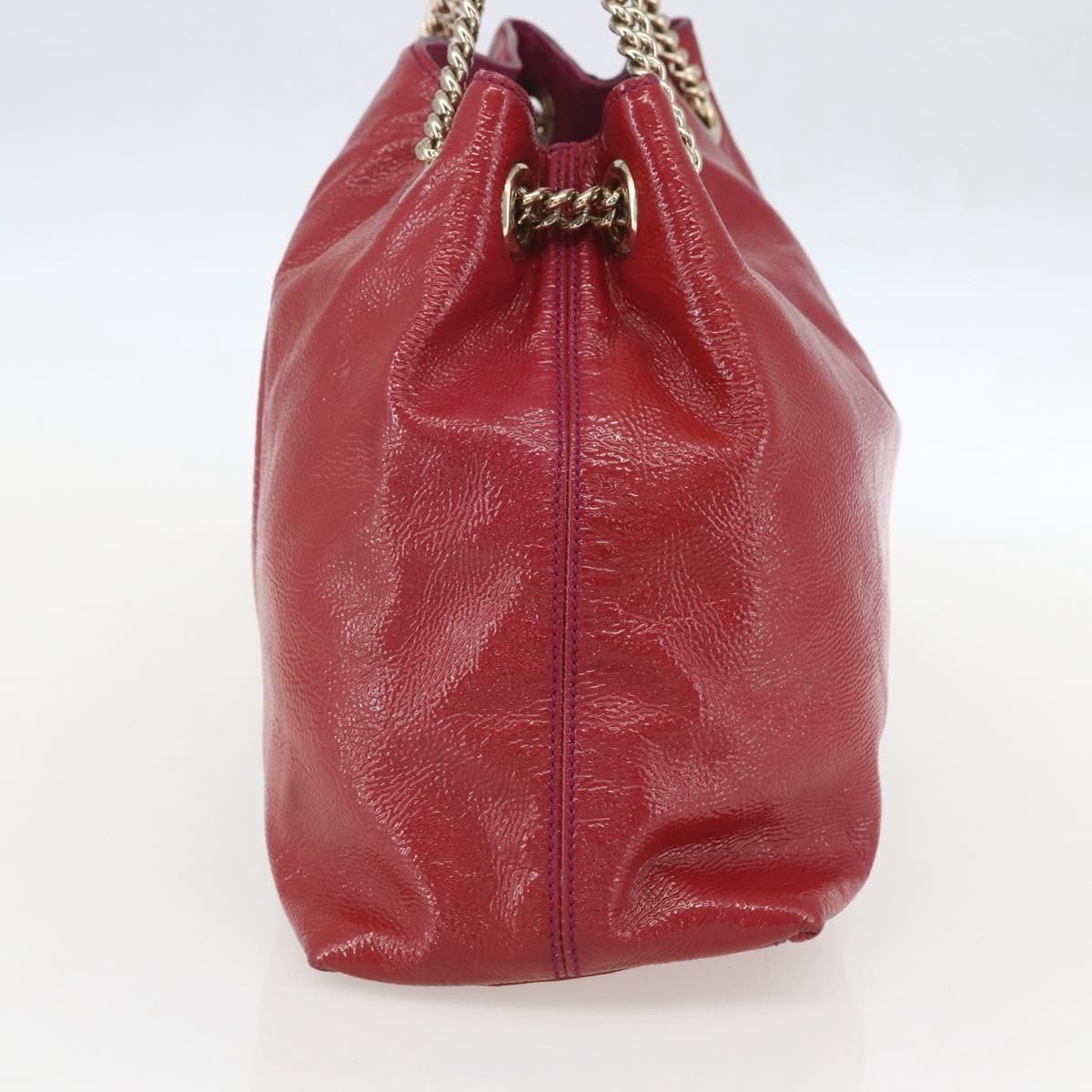 GUCCI Soho Chain Tote Bag Red Gold Auth 159398