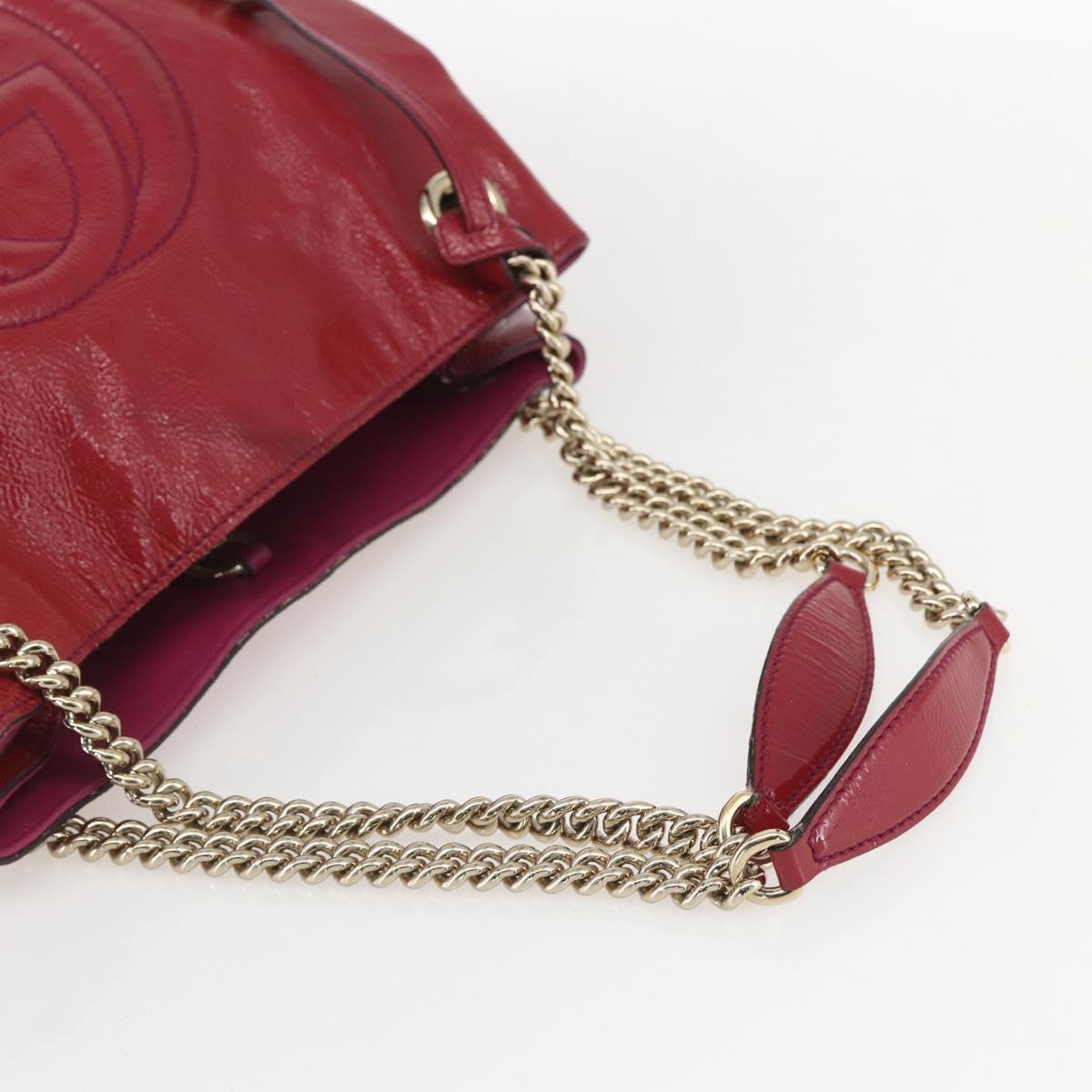 GUCCI Soho Chain Tote Bag Red Gold Auth 159398