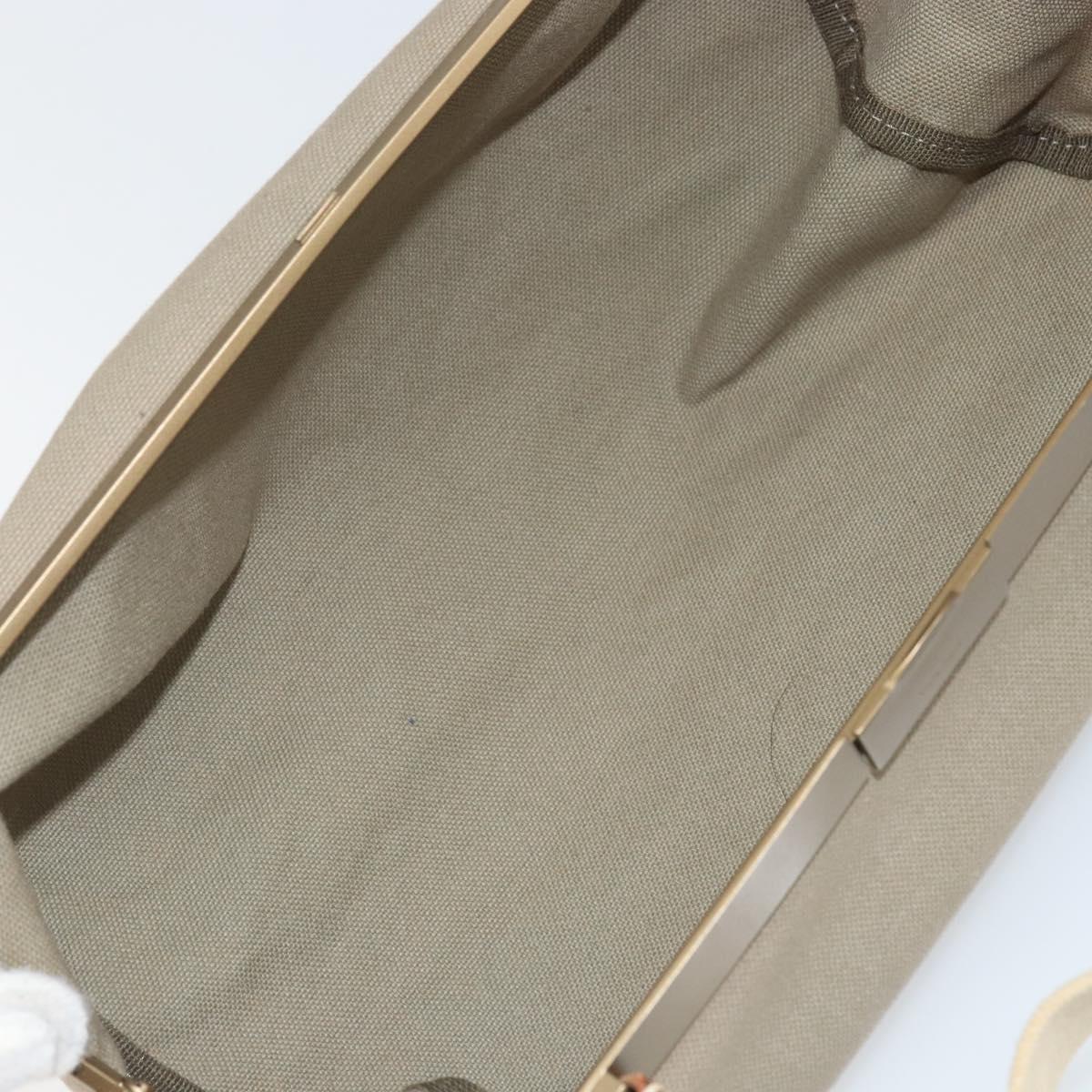 Miu Miu Hand Bag Canvas Khaki Gold Auth 159399