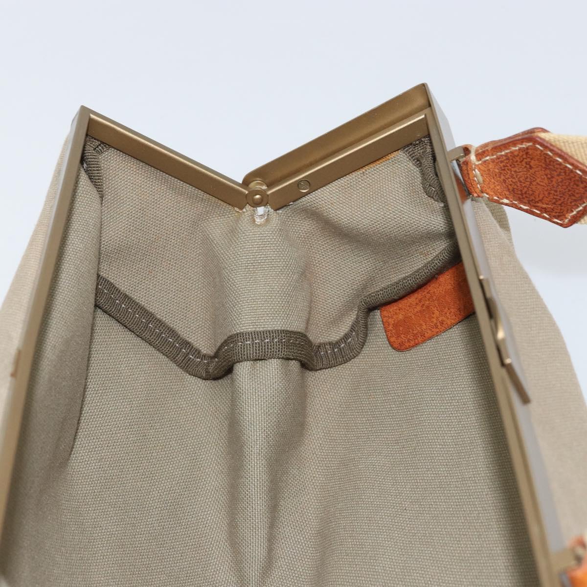 Miu Miu Hand Bag Canvas Khaki Gold Auth 159399
