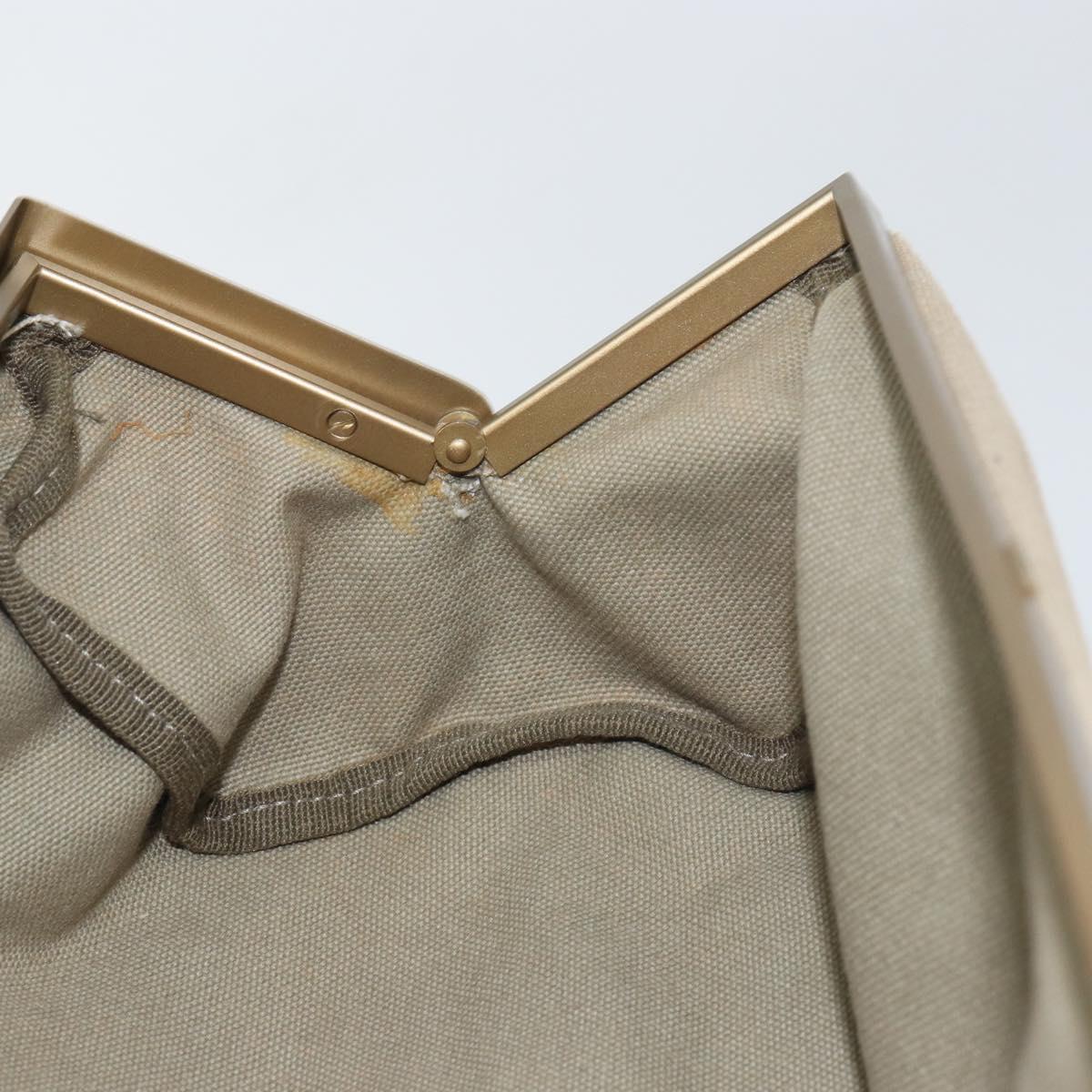 Miu Miu Hand Bag Canvas Khaki Gold Auth 159399