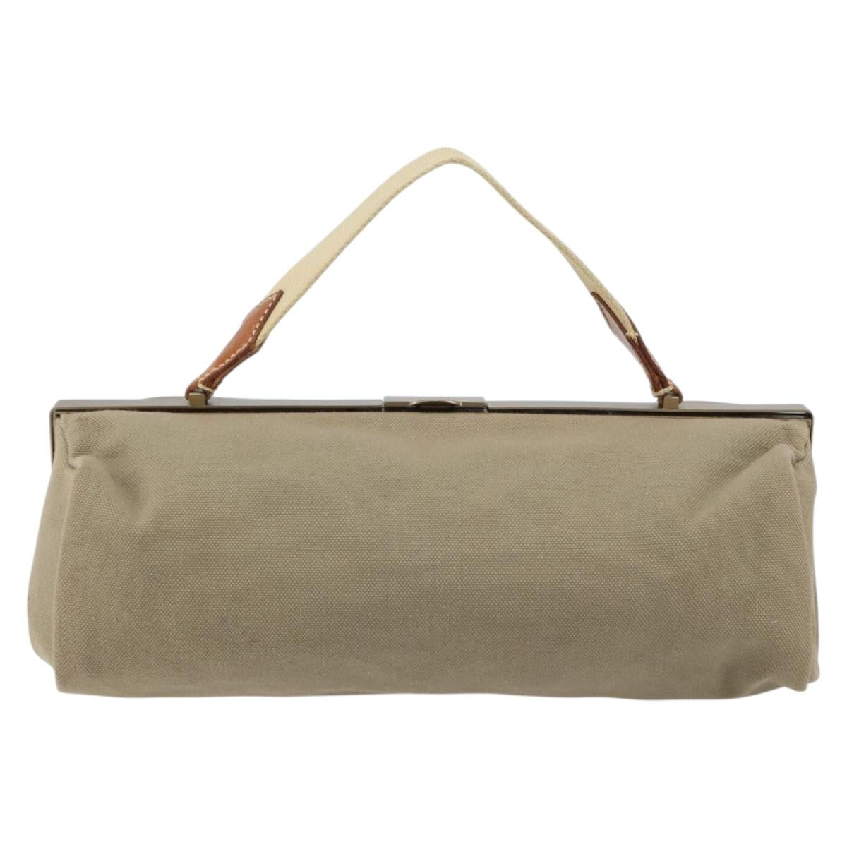 Miu Miu Hand Bag Canvas Khaki Gold Auth 159399