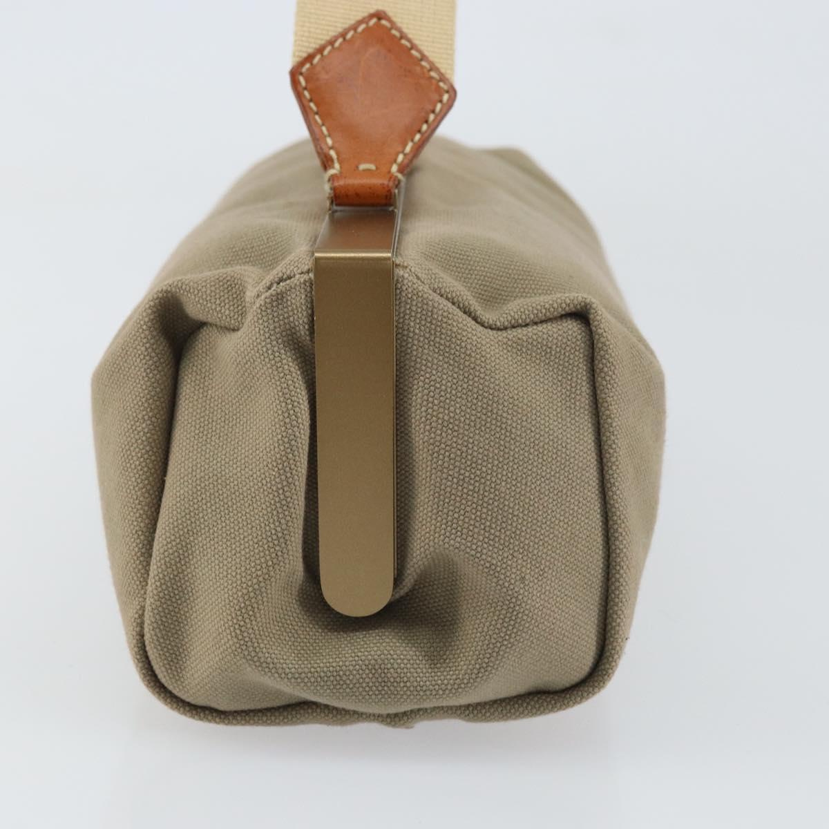 Miu Miu Hand Bag Canvas Khaki Gold Auth 159399