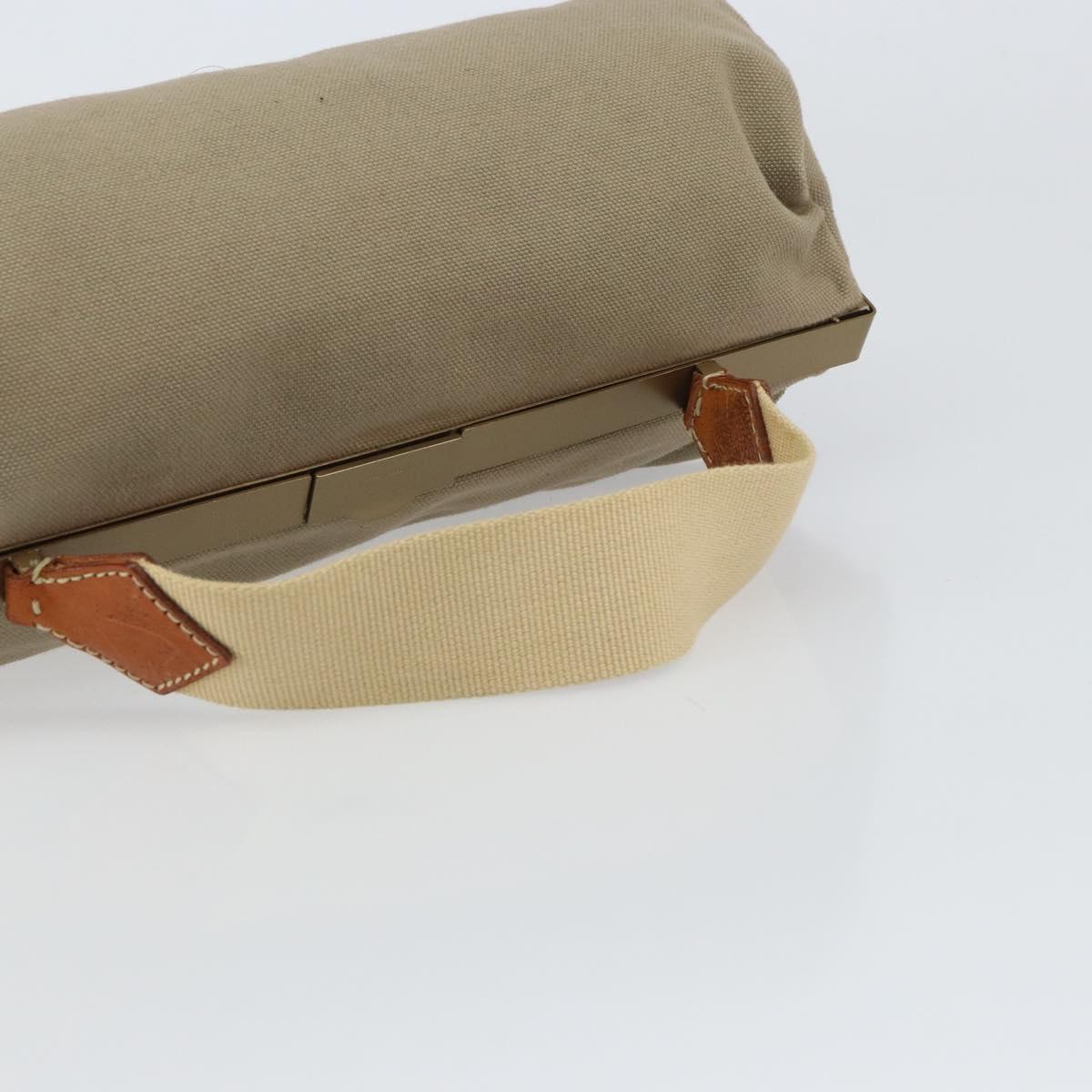 Miu Miu Hand Bag Canvas Khaki Gold Auth 159399
