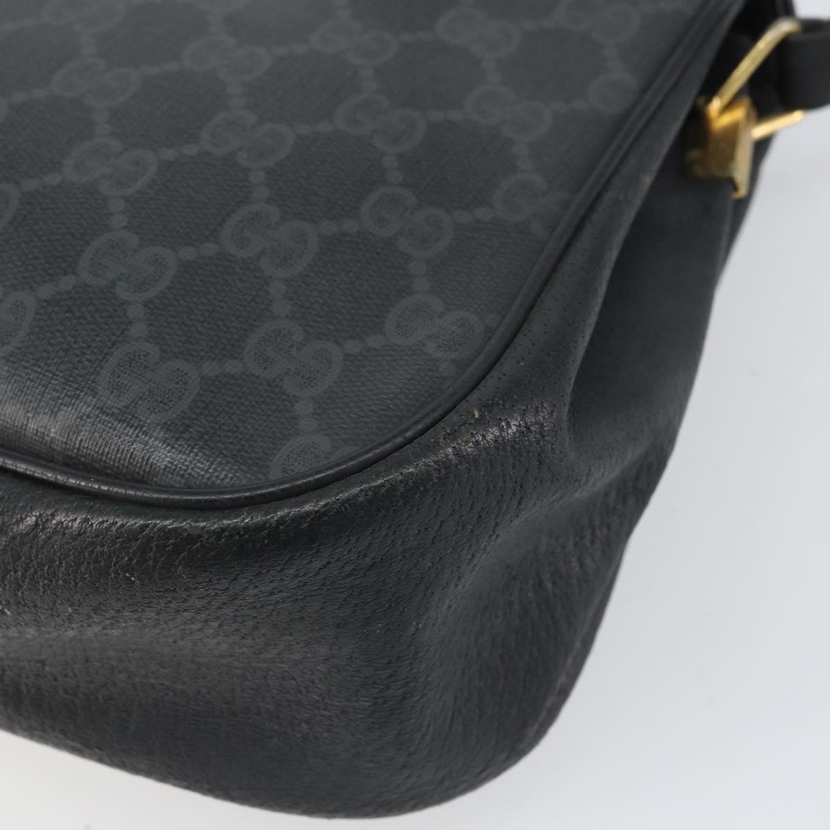 GUCCI GG Supreme Web Sherry Line Bag PVC Black Gold 116 02 076 Auth 159403