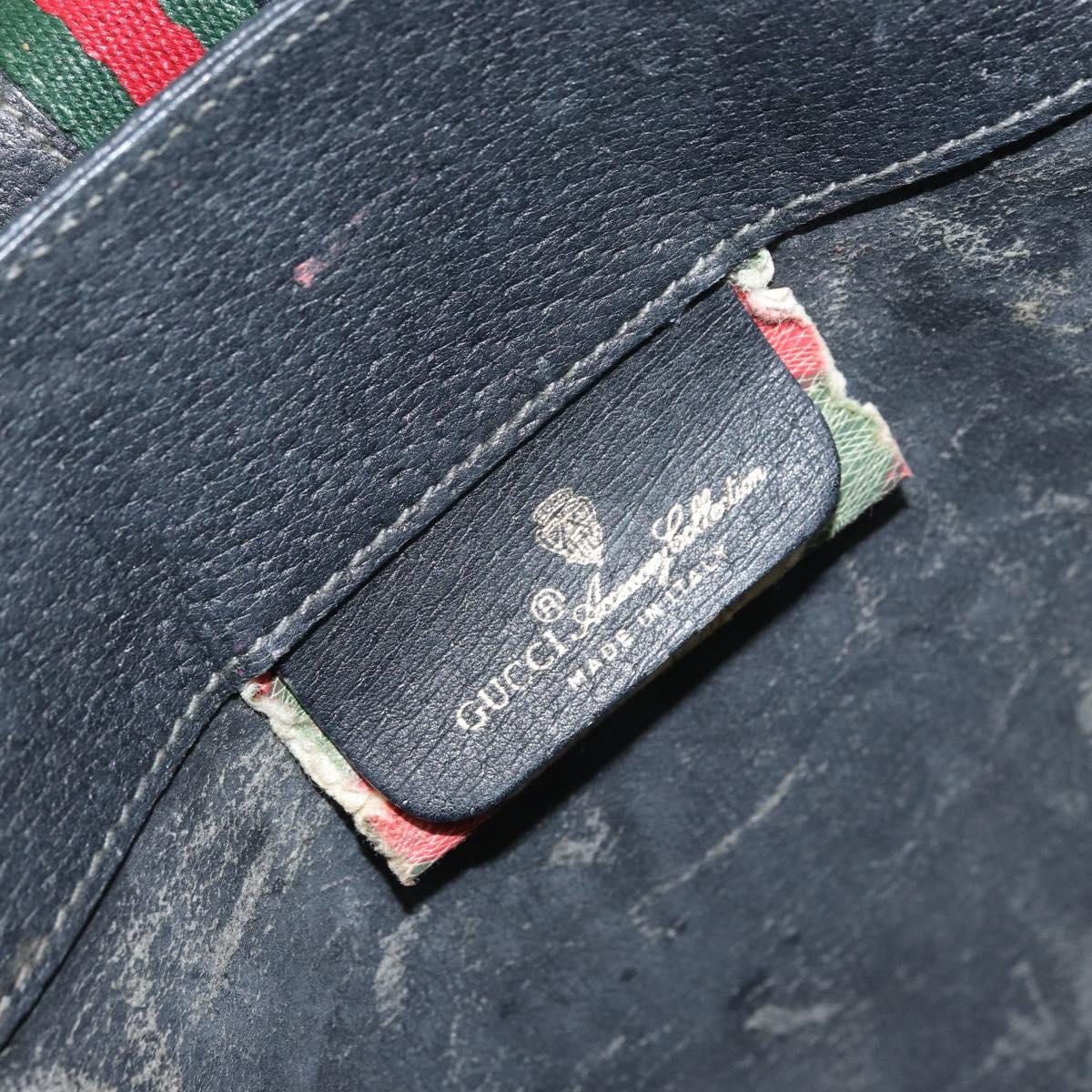 GUCCI GG Supreme Web Sherry Line Bag PVC Black Gold 116 02 076 Auth 159403