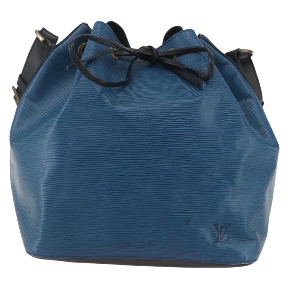 LOUIS VUITTON Epi Petit Noe Shoulder Bag Bicolor Black Blue M44152 Auth 159409