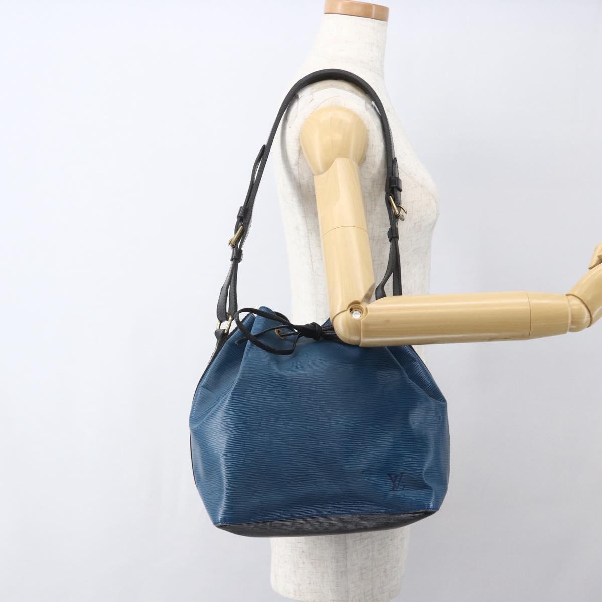 LOUIS VUITTON Epi Petit Noe Shoulder Bag Bicolor Black Blue M44152 Auth 159409