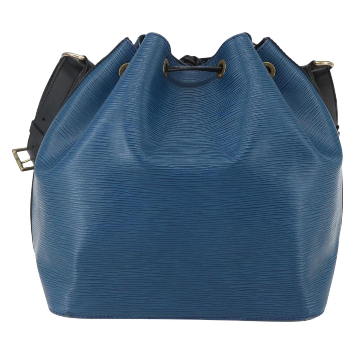 LOUIS VUITTON Epi Petit Noe Shoulder Bag Bicolor Black Blue M44152 Auth 159409