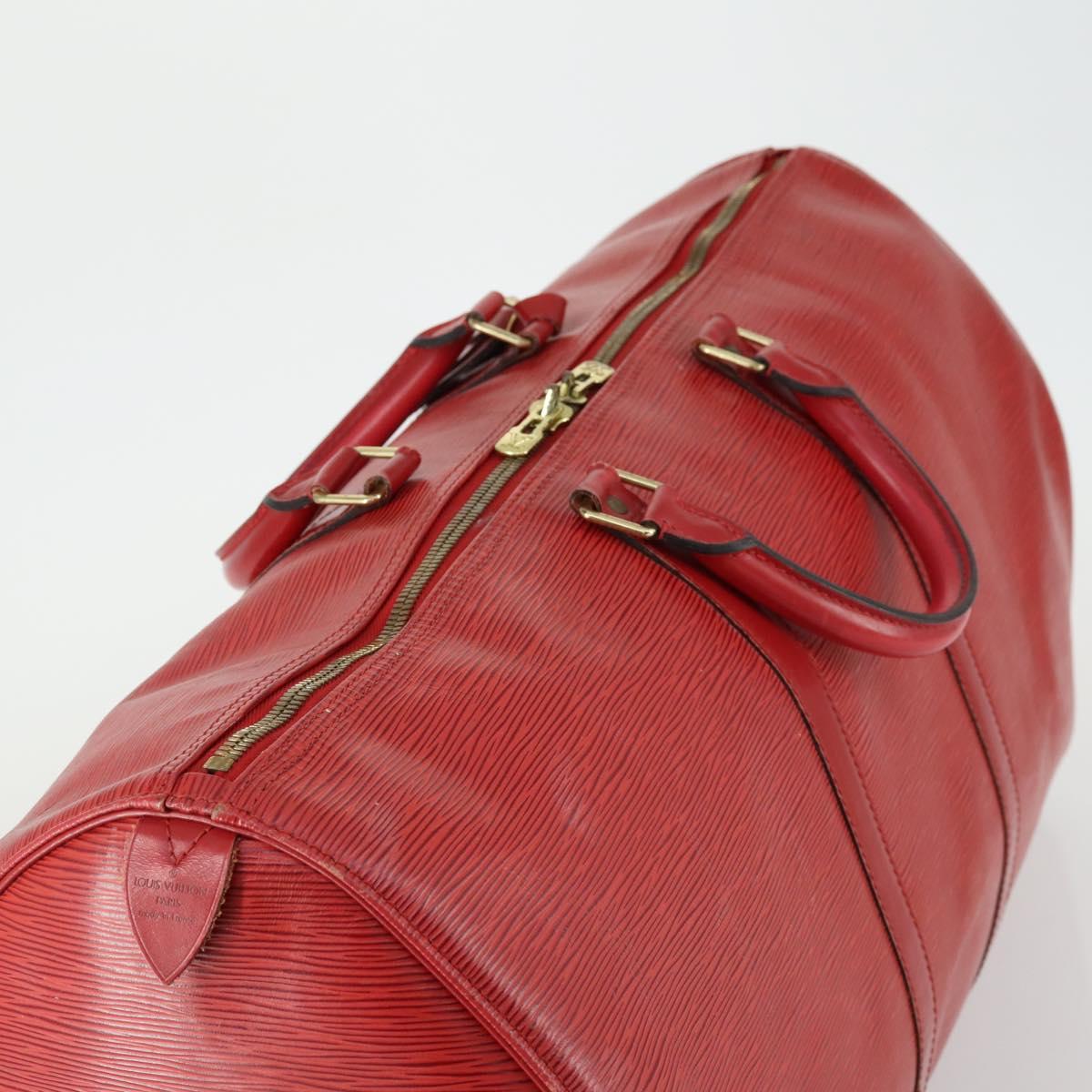 LOUIS VUITTON Epi Keepall 60 Boston Bag Red M42947 LV Auth 159412