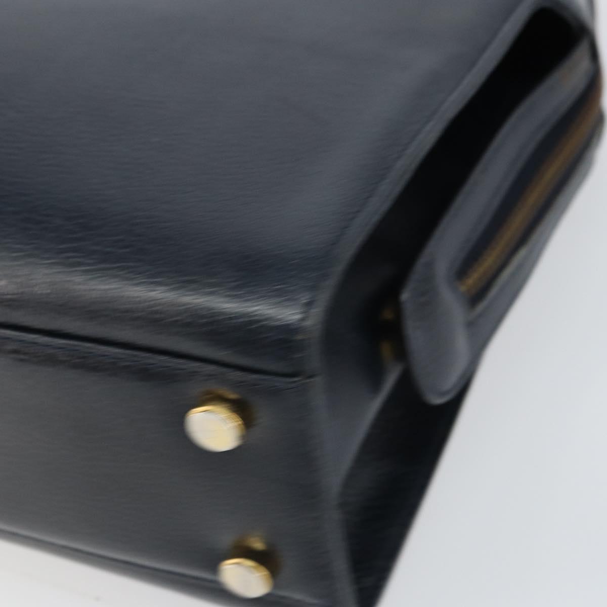Salvatore Ferragamo Gancini Hand Bag Leather Navy Gold Auth 159421
