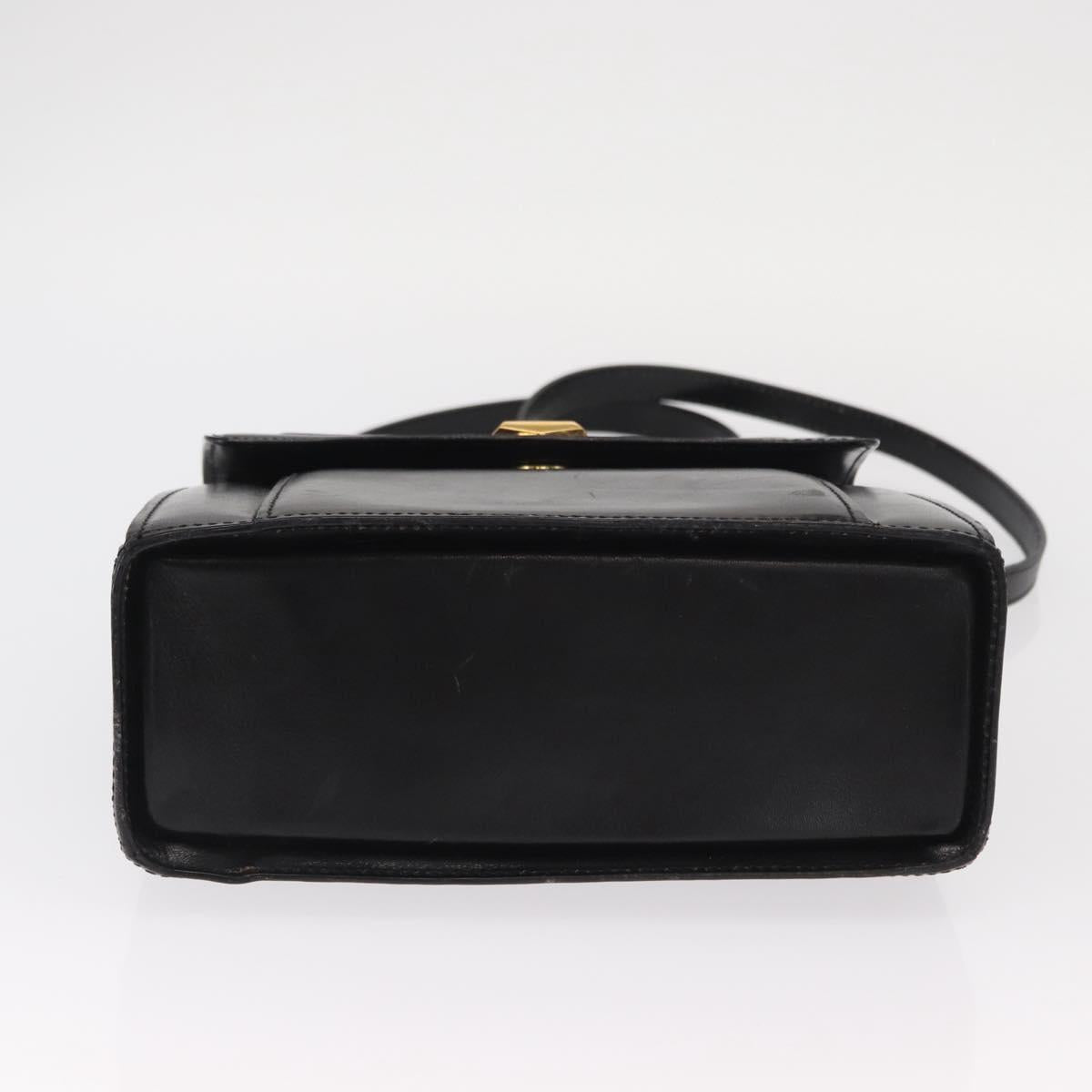 BALLY Hand Bag Leather 2way Black Gold Auth 159425
