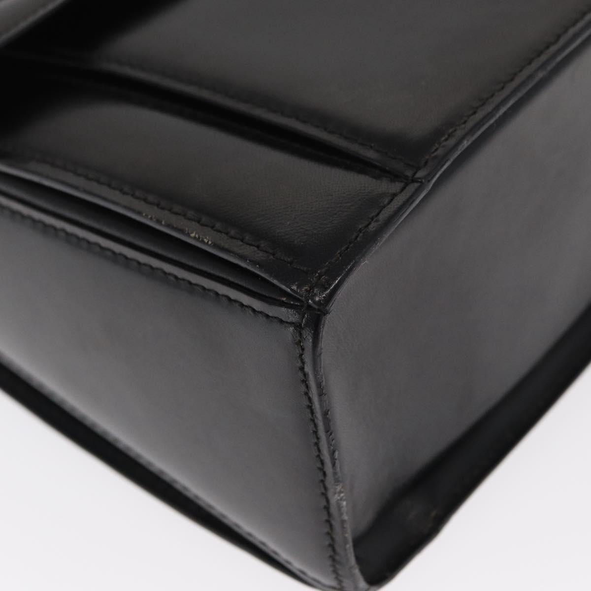 BALLY Hand Bag Leather 2way Black Gold Auth 159425