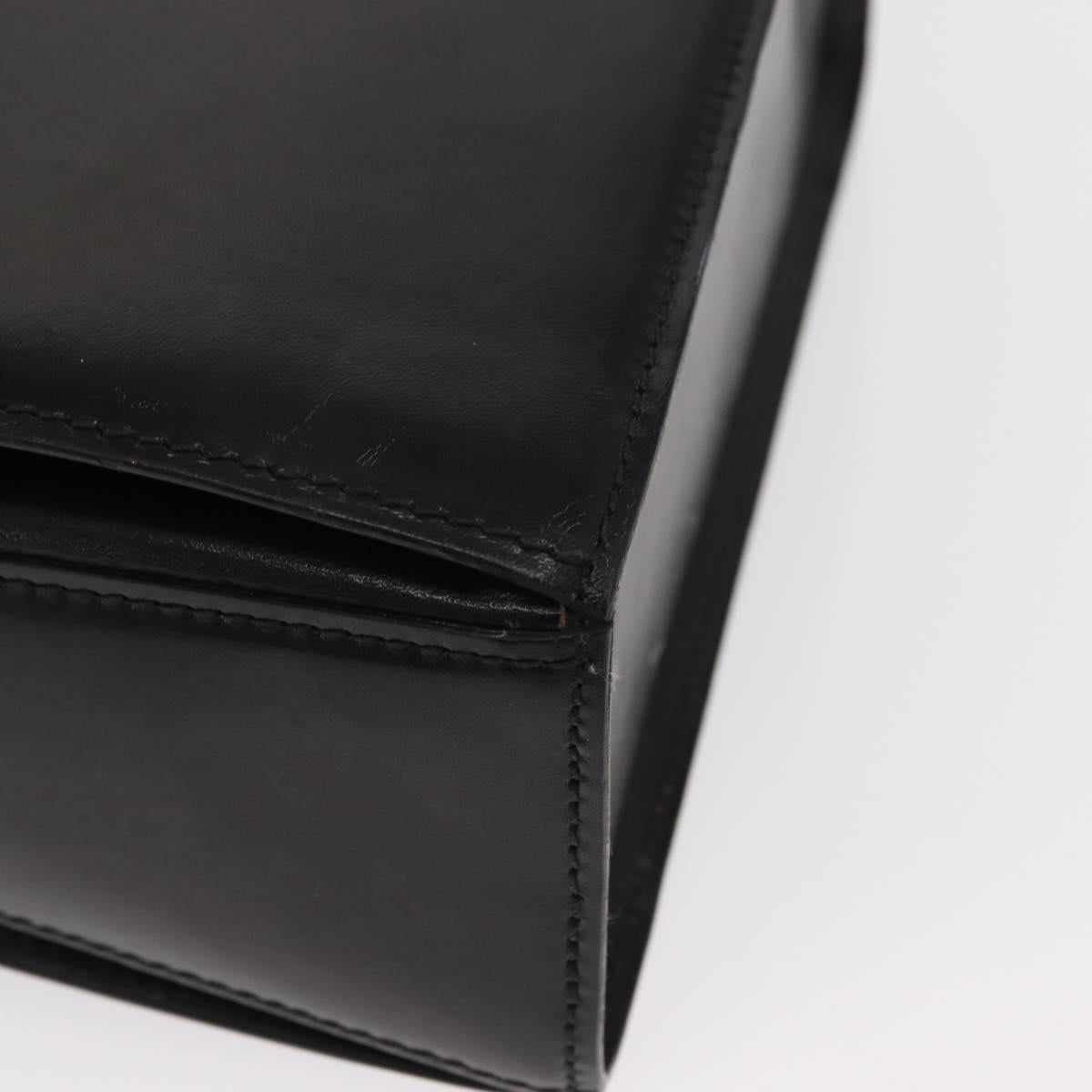 BALLY Hand Bag Leather 2way Black Gold Auth 159425