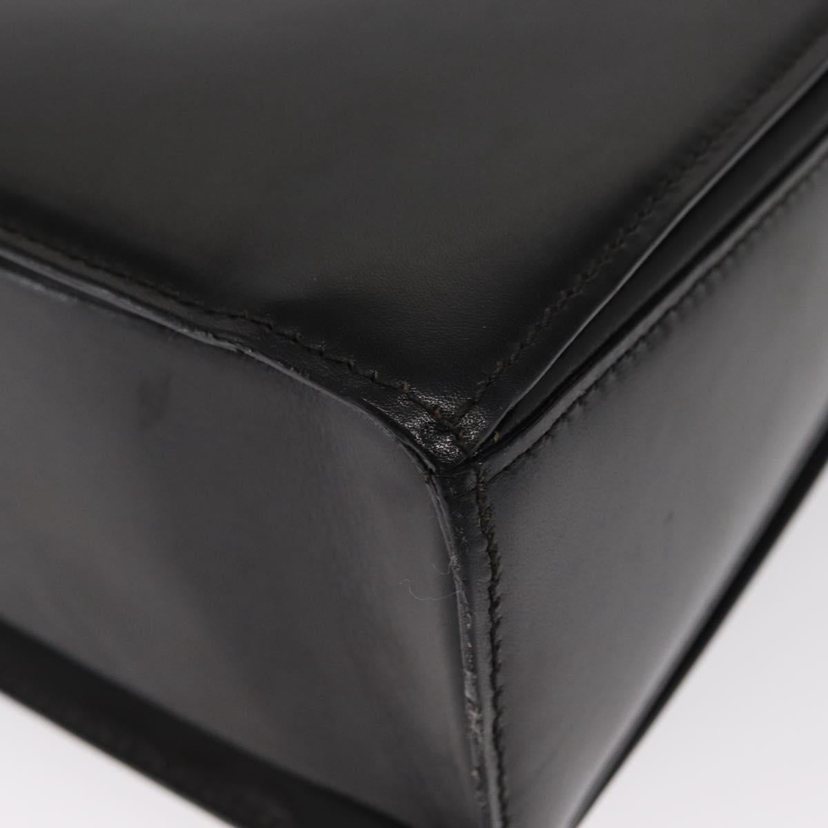 BALLY Hand Bag Leather 2way Black Gold Auth 159425